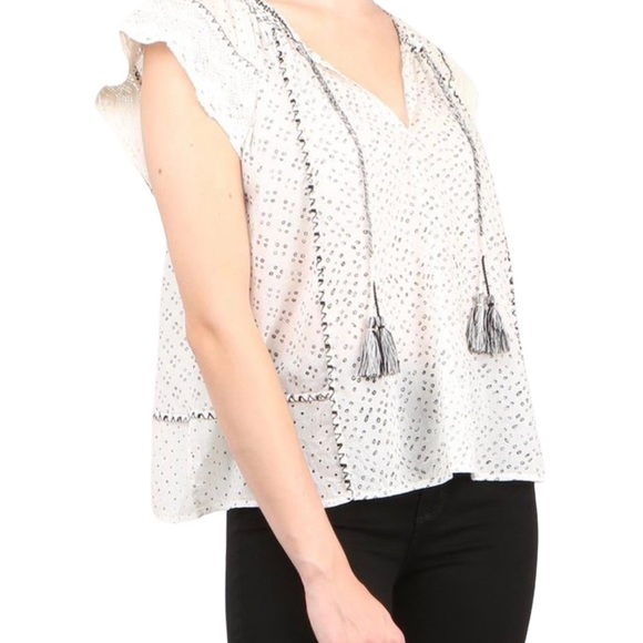 Ulla Johnson Rena Cream Top Flutter Sleeve Cotton - Picture 5 of 14